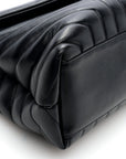 Calfskin Y Quilted Monogram Monochrome Medium Loulou Chain Satchel Black