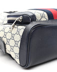 GG Supreme Monogram Textured Dollar Calfskin Web Small Ophidia Day Backpack Beige Blue Black