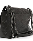 Crinkled Calfskin Matelasse Monogram Medium Niki Chain Satchel Storm