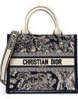 Calfskin D1ORiviera Toile De Jouy Small Book Tote With Strap Blue Multicolor