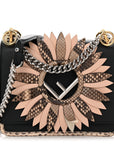 Vitello Century Snakeskin F is FNDI Flower Burst FF Small Kan I Shoulder Bag Black Beige