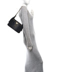 Washed Denim Quilted Mini CHNL 25 Handbag Black