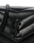 Calfskin Y Quilted Monogram Monochrome Toy Loulou Crossbody Bag Black