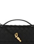 Nappa Intrecciato Long Andiamo Top Handle Clutch Black