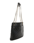 Calfskin Quilted CC Shopping Tote Black