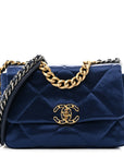 Satin Quilted Medium CHNL 19 Flap Blue