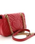 Calfskin Matelasse Mini GG Marmont Shoulder Bag Hibiscus Red