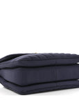 Jersey Chevron Quilted Small Trendy CC Dual Handle Flap Bag Navy Blue