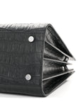 Calfskin Crocodile Embossed Small Sac de Jour Black