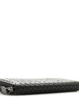 Nappa Intrecciato Zip Around Wallet Black