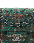 Tweed Quilted Mini Rectangular Flap Green