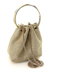 Metallic Woven Bon Bon Bag Champagne