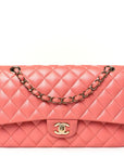 Iridescent Lambskin Quilted Medium Double Flap Pink