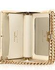 Patent Calfskin Boy Minaudiere White