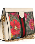 GG Supreme Monogram Flora Web Small Ophidia Chain Shoulder Bag White