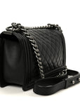 Calfskin Quilted Medium Boy Flap Black