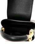 Taurillon Embellished Flower Handle Capucines Mini Black