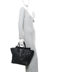 Drummed Calfskin Mini Luggage Black