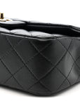 Lambskin Quilted Mini Rectangular Flap Black