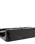 Patent Quilted Medium Double Flap Black