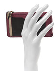 Soft Grained Calfskin Coin Card Holder Plumrose Ebony