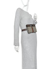GG Supreme Monogram Textured Dollar Calfskin Web Ophidia Slip Handle Belt Bag 90 36 Beige Ebony New Acero