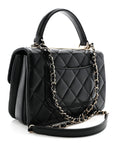 Lambskin Quilted Small Trendy CC Dual Handle Flap Bag Black