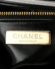 Shiny Crumpled Calfskin Quilted Mini 31 Shopping Bag Black