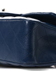 Caviar Quilted Medium Double Flap Navy