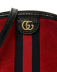 Suede Patent Web GG Small Ophidia Dome Shoulder Bag Hibiscus Red