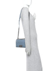 Lambskin Quilted Small Boy Flap Light Blue