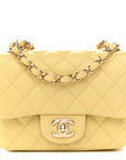 Lambskin Quilted Mini Square Flap Light Yellow