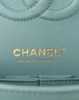 Caviar Quilted Medium Double Flap Light Blue
