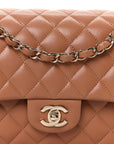 Lambskin Quilted Medium Double Flap Brown