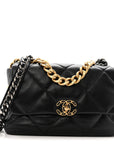 Lambskin Quilted Large CHNL 19 Flap Black