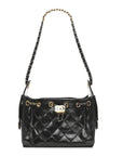 Shiny Crumpled Quilted Mini CHNL 25 Handbag Black