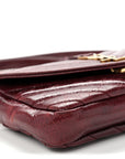 Shiny Calfskin Matelasse Chevron Monogram Mini College Bag Deep Hot Wine