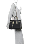Grained Calfskin Embossed Python Small Sac De Jour Black
