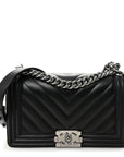 Lambskin Chevron Quilted Medium Boy Flap Black