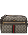 GG Supreme Monogram Web Small Ophidia Shoulder Bag Brown