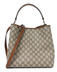 GG Supreme Monogram Medium Emblem Bucket Bag Beige Brown