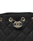 Denim Quilted Mini CHNL 25 Handbag Dark Blue