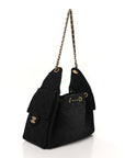Washed Denim Quilted Small CHNL 25 Handbag Black