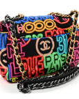 Fabric Quilted Neon Graffiti Medium CHNL 19 Flap Black Multicolor