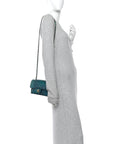 Shaded Patent Calfskin Quilted Mini Rectangular Flap Green Blue