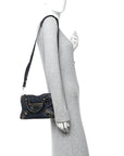 Chevre Gold Metallic Edge Hardware Mini City Bleu Nuit Dark Sea