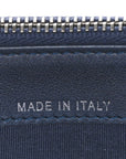Metallic Caviar Quilted Small Boy Clutch With Chain Navy