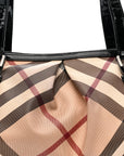 Patent Trim Supernova Check Medium Melbury Tote Black