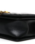 Lambskin Chevron Chain Stitched Small Boy Flap Black