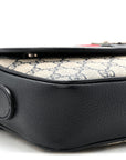 GG Supreme Monogram Textured Dollar Calfskin Web Studded Mini Ophidia Flap Shoulder Bag Beige Blue